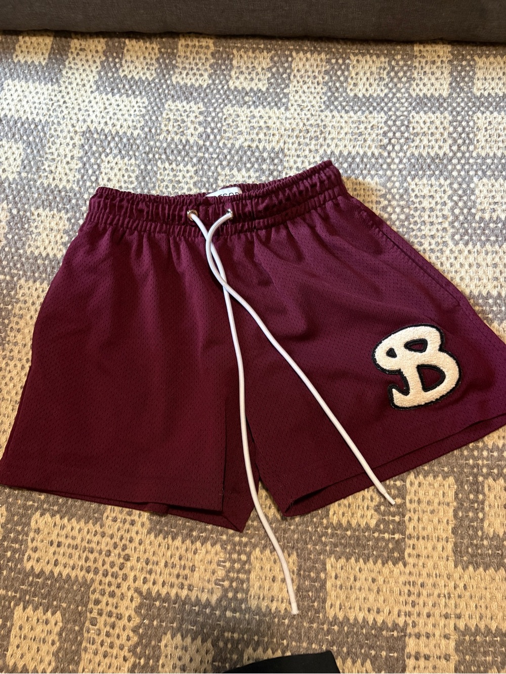 BKTSQD class chenille shorts in maroon XS mens (fit a 12-14 YO boy)